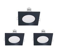 3 Pezzi Faretti Led da Incasso Quadrato, Dimmerabile Con Triac Dimmer, 220V 5W 550 Lumen, 90X90X37mm, Foro 70mm, Impermeabile IP65, Quick Connettore (Cool White 6500K, Nero)