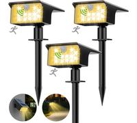 3 Pezzi Faretti Solari a LED Da Esterno Con Sensore Di Movimento, 62LED 3 Modes