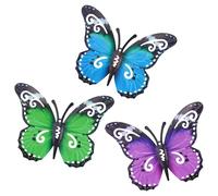 3 Pezzi Farfalle Grande in Metallo per Esterni Decorazioni da Giardino Arte da Parete Farfalla in Metallo per Esterni per Pareti Capannoni Recinzioni Esterne, 27 x 22 cm (Blu, Verde e Viola)
