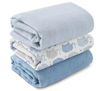 3 pezzi Fasce avvolgenti per neonati, morbide e traspiranti, adatte per neonati, unisex, possono essere usate per il ruttino, articoli essenziali per bebè, ottimi come regalo 80X65CM (per coperta),100