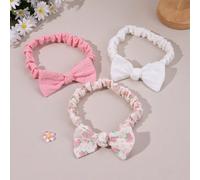 3 pezzi Fasce per capelli con fiocco e stampa floreale per neonati, Carino fiocco rosa con fiori, Dolce fascia floreale, Regalo per la figlia, Accessori per capelli per neonati. Tagli UnicaPiantePolie