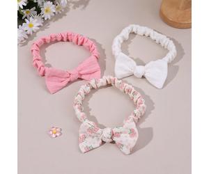 3 pezzi Fasce per capelli con fiocco e stampa floreale per neonati, Carino fiocco rosa con fiori, Dolce fascia floreale, Regalo per la figlia, Accessori per capelli per neonati. Tagli UnicaPiantePolie