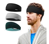 3 Pezzi Fascetta Sportiva per Capelli per Uomo e Donna - Fascia Antisdrucciolo e Traspirante, Ideale per Sport, Palestra, Allenamento, Tennis, Corsa, Yoga e Bicicletta - Nero, Grigio, Verde