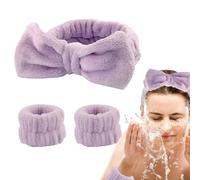 3 Pezzi Fascia Capelli Donna Trucco,di Polsini per il Lavaggio del Viso,Polso per Spa Elastico,Bowknot Elastica Fascia per Trucco,Adatto per Lavaggio Viso,Trucco,Doccia,Terme,Massaggi