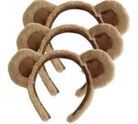 3 Pezzi Fascia con Orecchie di Orso Teddy Marrone, Accessori per Cosplay con Orecchie di Peluche Carina, Fascia Alice Animale per Ragazze e Donne, Accessori per Costumi di Festa con Ore