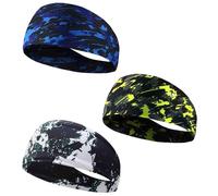 3 Pezzi Fascia Fitness Antitraspirante, Fascia Sportiva, Fascia Elastica per Capelli Fascia Antitraspirante, Fascia Sportiva, Fascia Sportiva per Sudore, per Donna Uomo Yoga Sport Corsa