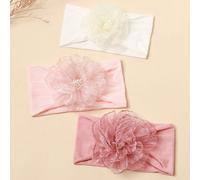 3 pezzi Fascia per capelli in chiffon e rete a fiori per bambini, accessorio morbido per uso quotidiano e occasioni, adatto per l'estate Tagli UnicaColore unico,PiantePoliammide