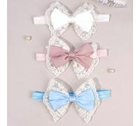 3 pezzi Fascia per capelli in pizzo per bambine, bianca, rosa e blu, fasce per capelli in rete, accessori per capelli carini per bambine, adatti per casual, compleanni, matrimoni, fotografie, accessor