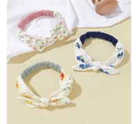 3 pezzi fascia per capelli leggera in 100% cotone con stampa floreale e frutta, design a fiocco, dolce e delicata in due toni, perfetta come regalo gentile per neonati e bambini, San Valentino Tagli U