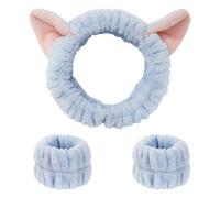 3 Pezzi Fascia per Capelli Spa per Lavare il Viso, per Lavaggio del Viso | Fascia per Trucco con Braccialetti, Fasce Elastiche per Soffione Doccia in Pile Corallo, Graziosi Accessori per Trucco