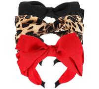 3 Pezzi Fascia per Chioma Donna Fiocco, Set Elegante | Plastica e Tessuto, Decorativa e Comoda, per Feste e Costumi, Non Scivola Facilmente, Colori Assortiti