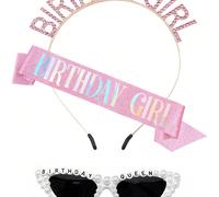 3 pezzi - Fascia per compleanno per ragazza, cerchietto per capelli da compleanno per signora, fascia per festeggiare il compleanno, tiara per compleanno per ragazza, cerchietto per compleanno per rag