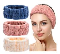 3 Pezzi Fascia per Viso Spa per Trucco e Lavaggio Viso Fascia Elastica Donna per Spa Yoga Sport Doccia Viso Fascia da Avvolgere per Ragazze e Donne (Rosa Scuro, Blu Scuro, Bianco Latte)