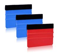 3 Pezzi Feltro Spatola Wrapping, Plastica Robusta Spatola in Feltro Raschietto Vinile Spatola per Pellicole Vetri, Adesivi, Vinile per Auto, Artigianato, Finestra, Carta da Parati (Rosso, Blu)