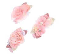 3 Pezzi Ferma Chioma Floreali Rosa in Metallo e Tessuto, Stile Boho | Tre Pezzi, Delicato Effetto Realistico, Leggero e Gentile sui Chioma, per Trecce e Onde Sciolte