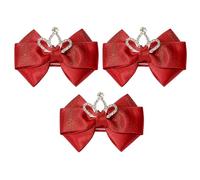 3 Pezzi Fermagli Fiocco Rosso per Chioma Ragazzo Ragazza Eleganti | Accessori Delicati in Nailon e Cotone, per Mezze Code e Lob, Stile Morbido per Cerimonie e Feste