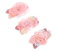 3 Pezzi Fermagli per Chioma Floreali Rosa, Tre Pezzi, Stile Boho | Metallo e Tessuto, Design Realistico e Delicato, per Trecce e Onde Sciolte, Mare e Servizi Fotografici