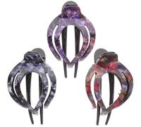 3 Pezzi Fermaglio a Becco D’anatra Grande per Chioma, Acrilico | Design a Cuore Tre Denti, per Uso Quotidiano e Feste, per Donne e Signore, Stile Chic
