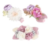3 Pezzi Fermaglio Fiore Finto Rosa per Chioma Bambina, Cerimonia | Forma a Rosa, Intreccio Decorativo, Uso in Festa e Nozze, per Adolescenti e Donne, Stile Elegante Colore Casuale