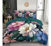 3 Pezzi Fibra Superfine Rosa Fiori Luminosi Copripiumino 220X260Cm Con Cerniera Federa Piante Acquerellate Set Morbido E Confortevole Biancheria Da Letto Stampa 3D