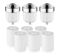 3 Pezzi Filtro Acqua per Doccia, Filtro Doccia Universale, Testa Doccia con 6 Elementi Filtranti Intercambiabili, Efficace nel Filtrare le Impurità dell'Acqua per il Bagno