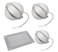 3 Pezzi Filtro per Teiera Acciaio Inox e Tappetino per Tazza, Colino Tè per Foglie Sfuse di Tè Argentato con Catena, Infusore Tè per Tazza a Maglia Fine per Infusione di Tè, Spezie, Erbe
