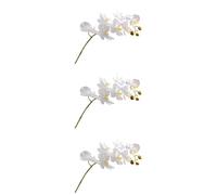 3 pezzi Fiori Artificiali Orchidea Bianca 98x14x8cm in plastica | Riutilizzabile, Realistico, per Bouquet, Sfondi Fotografici, Banchetti, Cerimonie di Laurea e Matrimoni