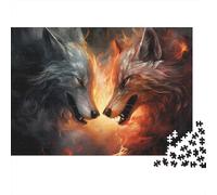 3 Pezzi Fire Wolf Duel Set Di Biancheria Da Letto Con Stampa 3D Morbida Microfibra Con Chiusura A Strappo Fantasy Art Style Per Tutte Le Stagioni Per Bambini,Ragazzi E Ragaz 70x50cm/1000pcs