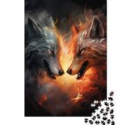 3 Pezzi Fire Wolf Duel Set Di Biancheria Da Letto Stampa 3d in Microfibra Con Chiusura A Strappo Fantasy Art Style Per Tutte Le Stagioni Per Bambini,Ragazzi E Ragaz 70x50cm/1000pcs