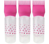 3 Pezzi Flacone Applicatore Pettine per Capelli Rosa in Plastica | Colorazione e Ritocco alla Base, Uso in Parrucchieria e Permanente, Facile da Usare