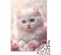 3 Pezzi Fluffy White Cat Set Di Biancheria Da Letto Con Stampa 3D in Microfibra Copripiumino Con Cerniera Romantic Floral Art Style Per Tutte Le Stagioni Per Bambini,Ragazzi E Ragaz 70x50cm/1000pcs