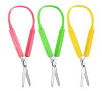 3 Pezzi Forbici ad Anello Adattive Design Forbici per Bambini 14cm Manico Colorato Artigianato Forbice di Sicurezza Autoapribili per Bambini Scuole Esigenze Speciali (Verde, Giallo, Rosa)