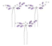 3 Pezzi Forcina da Sposa in Lega di Zinco con Pietre Decorative Porpora
