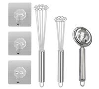 3 Pezzi Frusta da Cucina,tuorlo separatore di uova,con 3 Ganci Adesivi,Frusta da Cucina Frustino in Acciaio Inox, Frusta a Mano Piccola Mini per Mescolare, Mescolare la Pastella, le Uova, la Schiuma