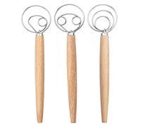 3 Pezzi Fruste Da Cucina, Frusta Danese, Frusta Per Impasto, Manico In Legno Mixer, Frusta Miscelatoremanico, Frusta Per Uova, Per Cucina, In Acciaio Inox, Manuale Per Impastare Pane e Torte