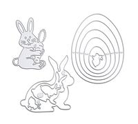 3 pezzi Fustella set di modelli da taglio coniglietti pasquali uova colorate taglio stencil goffratura stampini fustelle per Pasqua diy scrapbooking carte di carta artigianato decorazione