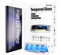 3 Pezzi Galaxy S23 Ultra Vetro Temperato Pellicola per Samsung, Compatibile con ID Impronte Digitali,HD Chiaro,Curvo 3D copertura completa Durezza 9H Vetro Protettore per Samsung S23 Ultra