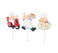3 pezzi ganci a muro autoadesivi in resina da chef, figura di cuoco cartoonesca per cucina e bagno, ganci decorativi per cucina, senza forare, presa stabile, montaggio semplice
