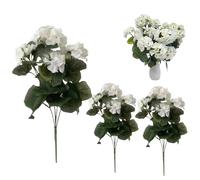 3 pezzi Gerani artificiali per all'aperto da 14 pollici Fiori artificiali di seta esterni UV resistenti a un fiore falso pieghevole da tempo per il matrimonio a casa, fiori realistici, bianchi