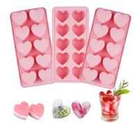 3 Pezzi Ghiaccio Stampo Cuore Silicone Rosa, Vassoio Cubetti Ghiaccio a Forma Cuore Senza BPA, Stampo per Cubetti di Ghiaccio a Forma di Cuori, Stampi in Silicone a Forma di Cuori per Whisky, Birra
