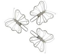 3 Pezzi Graffette a Farfalla Decorative da 3 Pollici | Design 3d Traforato, Leggere e Compatte, per Scuola e Scrapbooking, Argento, per Fogli e Appunti