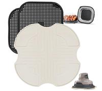 3 pezzi griglia antiproiezione riutilizzabile e sottopentola in silicone per Ninja CRISPi Friggitrice ad aria FN101EUSG, Air Fryer Accessori per friggitrice ad aria Ninja FN101EU (bianco sporco)