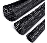 3 Pezzi Guaine per Cavi Guaina a Tubo Nera per Cablaggio Divise Nere Guaina Divisa per Cavo di Ricarica USB Copertura Cavo Audio Video 10 ft 3/4 Pollici, 1/2 Pollici, 1/4 Pollici