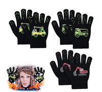 3 Pezzi Guanti Magici Elasticizzati,Guanti Caldi in Maglia a Dita Intere,Guanti Modello Cartone Animato,Guanti Elasticizzati Unisex,Guanti in Maglia per Bambini,Guanti Elastici Caldi Invernali