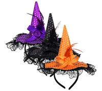 3 pezzi Halloween Witch Cappello Halloween Witch Head Abch per accessori in costume, 3 colori, cappello da cosplay, per bambini
