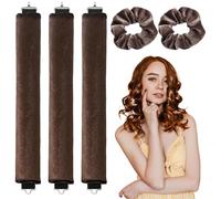 3 Pezzi Heatless Curls Band con 2 fasce per capelli, marrone senza calore, Bigodini ricci durante la notte,Ricci Senza calore, bigodini flessibili, per tutti tipi capelli