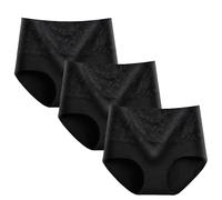 3 Pezzi Hot High Waist Ladies Ladies Sexy Postpartum Tummy Tucking e Sollevamento Fianchi Costume Assorbenti Donna Ciclo Assorbenti+Lavabili (Black, L)