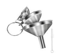 3 Pezzi Imbuto in Acciaio Inox 304 con Spazzole Integrate, Design Impilabile Multifunzione per Cucina,Trasferimento Liquidi, Spezie, Olio d'Oliva Senza Gocce (4.5/5.5/7.5 cm)