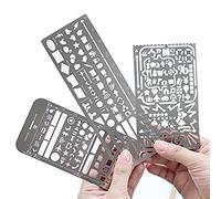 3 pezzi in acciaio INOX, disegno stencil pittura modello scala numero set Graphics stencil template righello stencil pack of 3