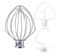 3 pezzi K45DH Gancio for impastare rivestito C K45WW Frusta a filo K45B Frusta piatta rivestita compatibile con il mixer Kitchenaid KSM150
